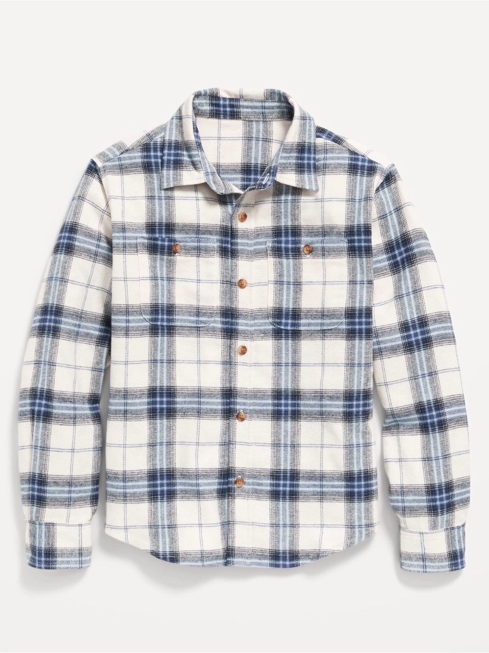 Old Navy White and Blue Plaid Button-Down Shirt
